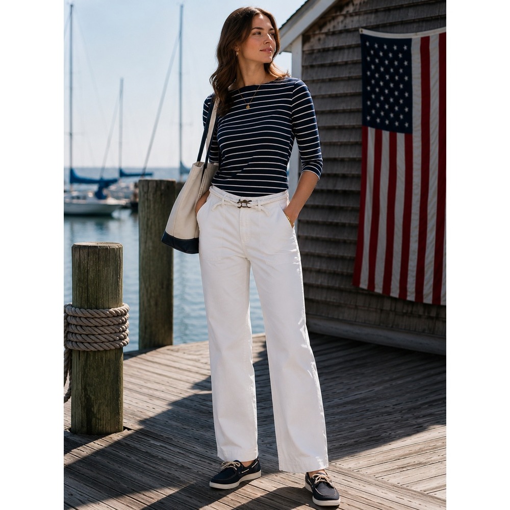 Lauren Ralph Lauren Pants Womens 6P White Rope Belt Straight Leg Y2K Thrashed